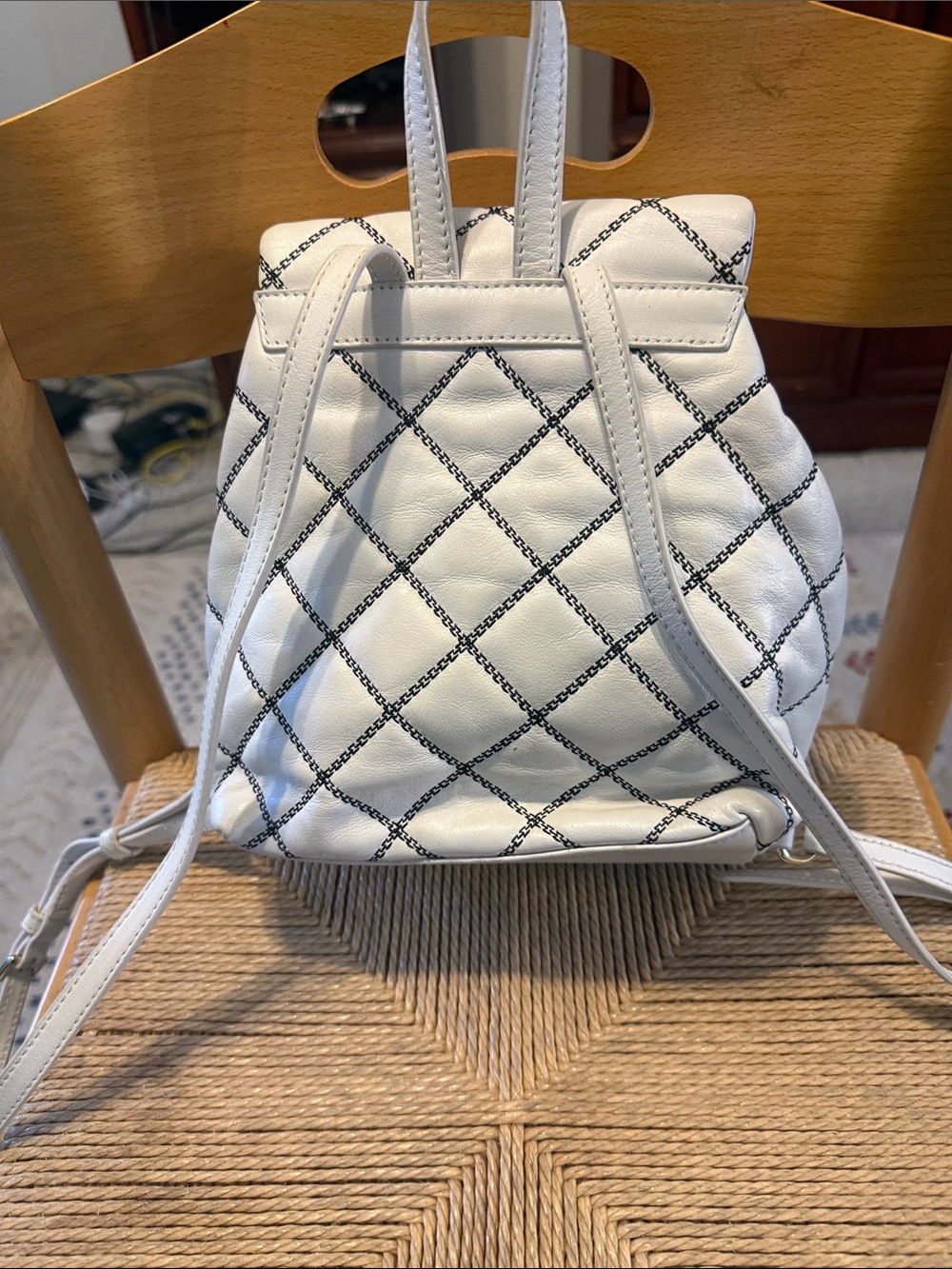 Kate Spade Natalia - Quilted Mini Backpack black & white with gold tone accents - Picture 3 of 8
